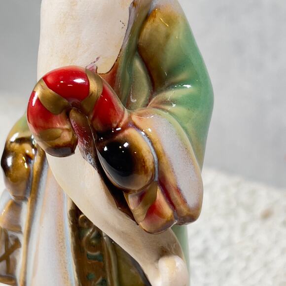 Christmas Vintage Santa Figurine Old World Style w/ Candy Cane Red Cardinal - Picture 6 of 11